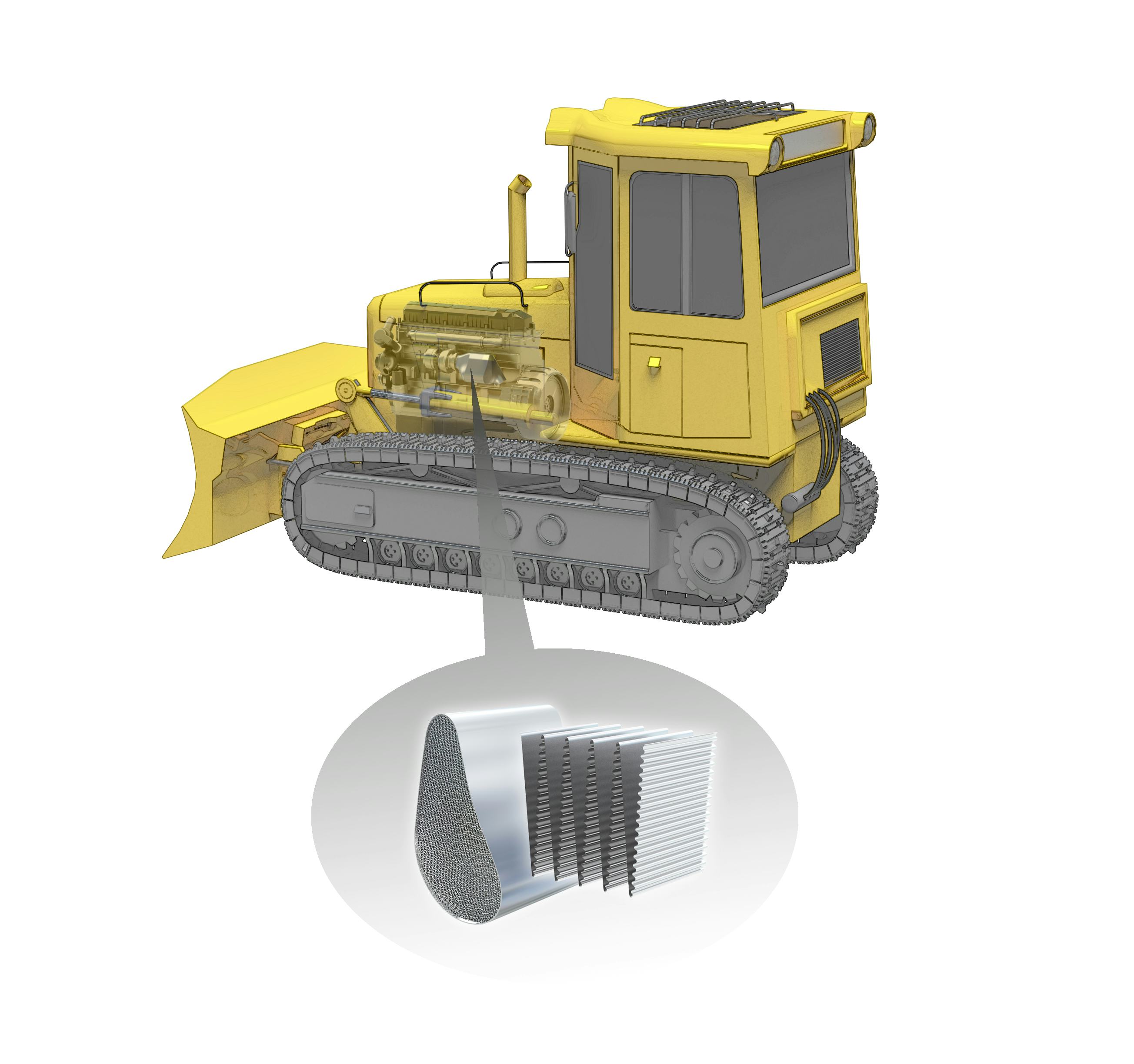 Met het nieuwe ‘concertina-type vouwtechniek’ voor metalen substraten maakt Continental Powertrain het mogelijk asymmetrische katalysatoren te implementeren waar de ruimte beperkt is. 