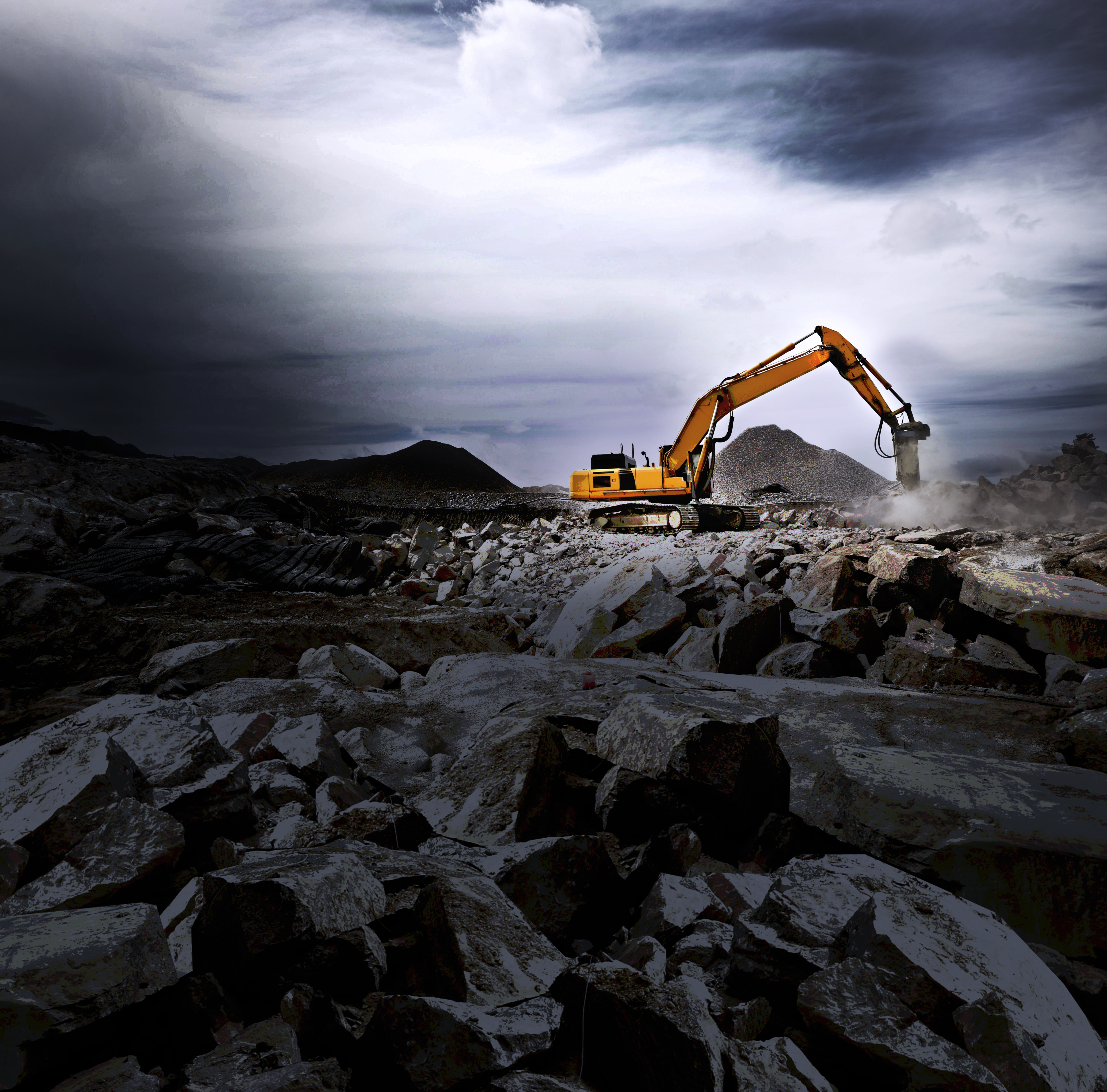 Excavator on construction site