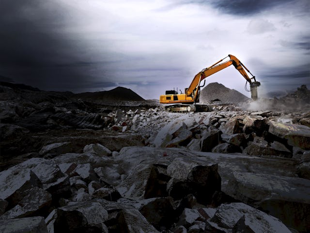 Excavator on construction site