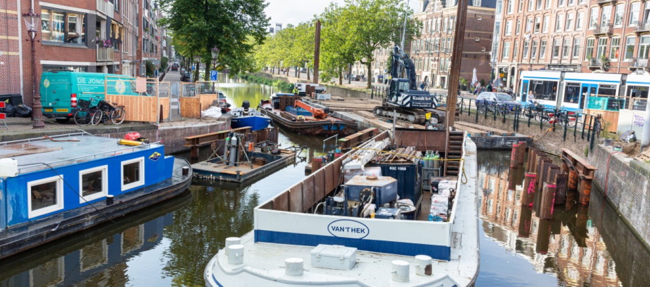 Vernieuwing van de Jordaanbrug over de Lijnbaansgracht, onderdeel van de Oranje Loper.
Foto: Gemeente Amsterdam