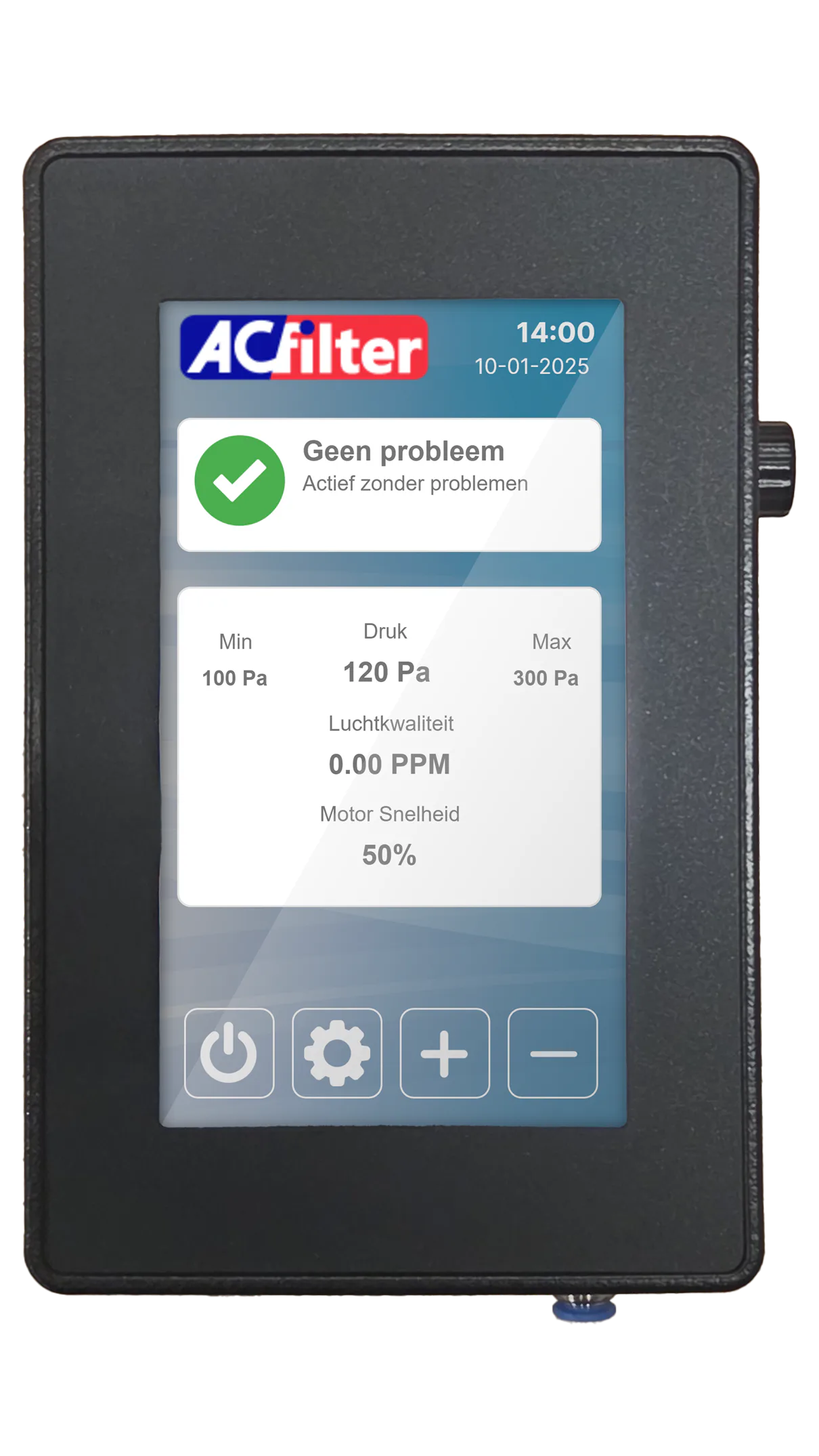 Met de EzyTouch controller zie je in één oogopslag of het filter goed zijn werk doet.